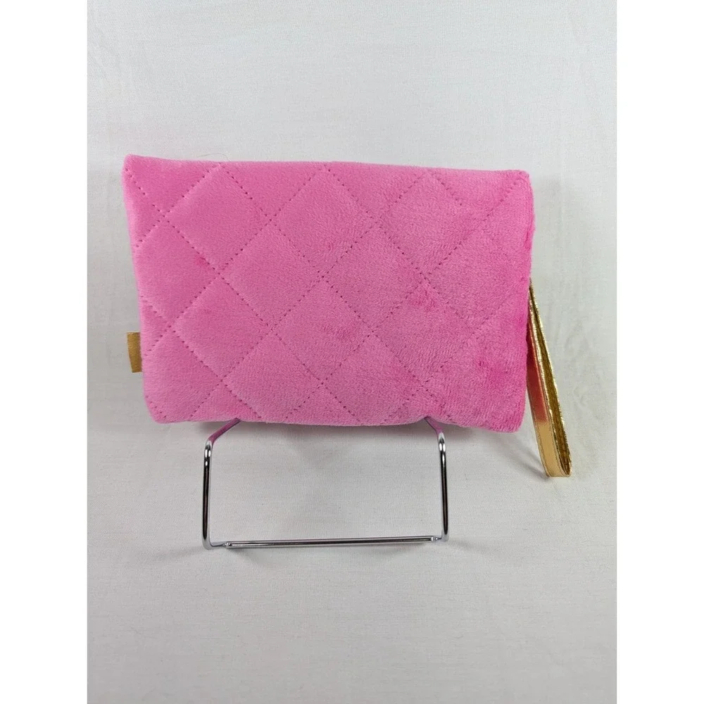 Ipsy Glam Pink Quilted Plush Zippered Bag Cosmetic Bag